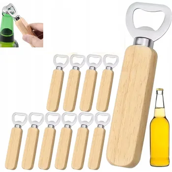 Obraz 10 X DŘEVĚNÝ OTVÍRÁK NA LÁHVE PIVNÍCH KAPSLÍ DÁREK 14*4 cm