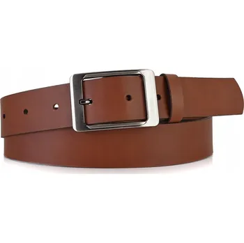 Opasek KOŽENÝ Pásek ke kalhotám 4 cm dámský Široký Pravá kůže HNĚDÁ OŘECHOVÁ