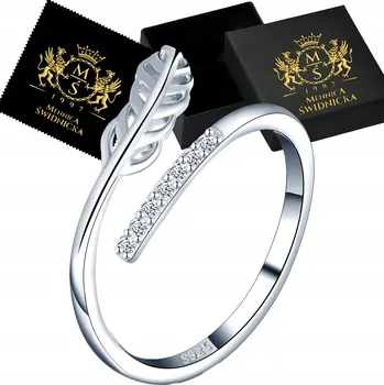 Prsten Dámský Stříbrný Prstýnek Univerzální Nastavitelný s Motivem Listu Stříbro