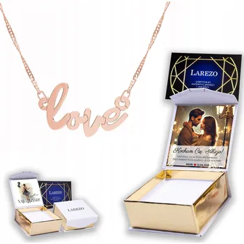 Náhrdelník Pozlacený náhrdelník 925 s nápisem Love Miłość Nápis Miluji Tě Love POTISK