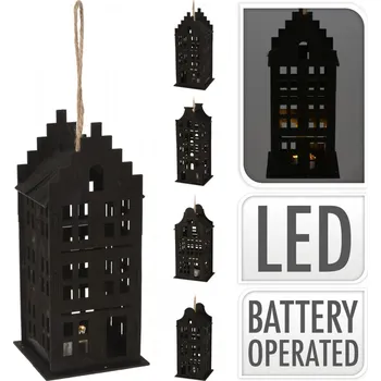 LED domeček černý, 19x9x7 cm