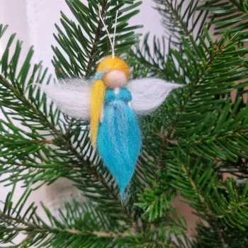 Andělka z ovčího rouna hand made - 6 cm mix barev Barva: Modrozelená