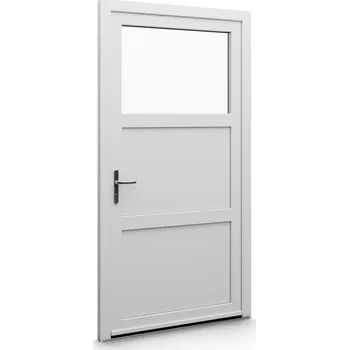 Vchodové dveře ALUPLAST Plastové jednokřídlové hlavní vchodové dveře bílé 08 Otvírání: Pravé, Šířka v cm: 100, Výška v cm: 200