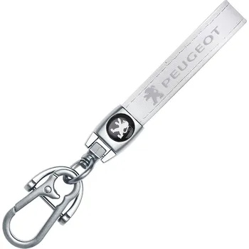 PEUGEOT přívěsek na klíče, klíčenka, bílá kůže