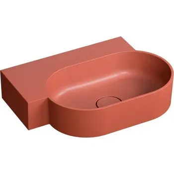 Omnires Ovo M+ umyvadlo na desku / závěsné – levé, 55 × 38 cm, terracotta mat OVO555UWLTE