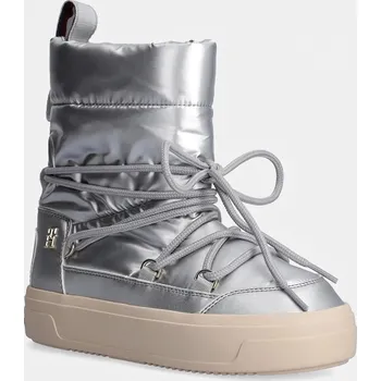 Dívčí sněhule Sněhule Tommy Hilfiger LACE-UP METALLIC SNOWBOOT FW0FW08442 stříbrná SLV, EUR 41