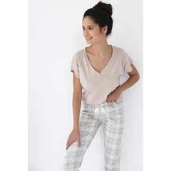 Dámské pyžamo Sensis dámské pyžamo bavlna LENA béžové velikost S