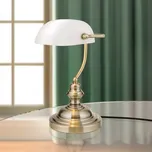 Orion LA4-587/1-Opal Stolní stylová lampa BANKIR patina BÍLÉ sklo 144454167