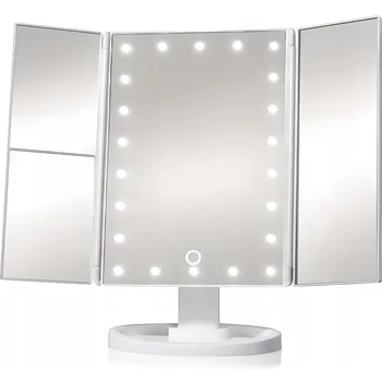 Zrcadlo Stojací zrcadlo RETOO s podsvícením, stříbrné, 10x zvětšení