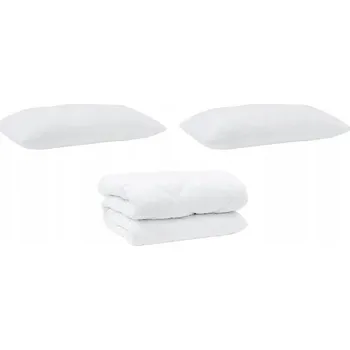 Polštář Přikrývka s polštáři a poduškou 3 ks Bílá Mikrovlákno a Peří