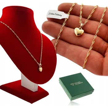 Náhrdelník ZLATÝ NÁHRDELNÍK SRDCE Z CHIRURGICKÉ OCELI PRO DÍVKU 35 CM DÁREK