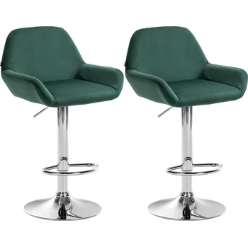 Barová židle LRCZ Sada 2 barových židlí Braga velvet Barva: Modrá, Materiál rámu: Kov v chromovém vzhledu