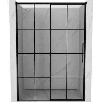 Sprchové dveře Mexen Rox levé posuvné sprchové dveře 145 cm, černý rošt, černé - 8C2-145-000-70-77-L