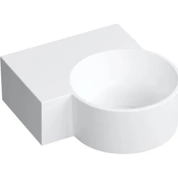 Omnires Ovo M+ umyvadlo na desku / závěsné – levé, 33 × 34 cm, bílá mat OVO335UWLBM