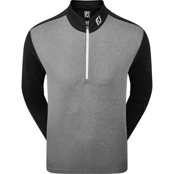 Pánské tričko FootJoy Heather Colour Block Chill-Out, Black, Heather Coal XXL