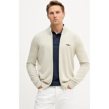 Dámský svetr Bavlněný kardigan Aeronautica Militare MA1580UL00506 béžová 80X, vel. XL