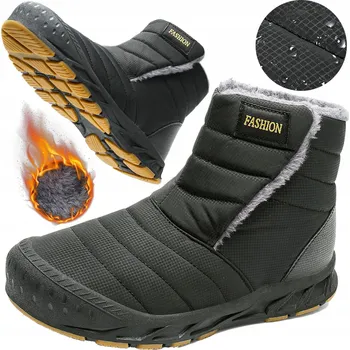 Pánská zimní obuv ZIMNÍ PÁNSKÉ BOTY KAMASZE TEPLÉ ZATEPLENÉ SNĚHULE VODĚODOLNÉ ČERNÉ 43