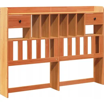 Čelo postele s poličkami, voskovaná hnědá, 150 cm, borovice