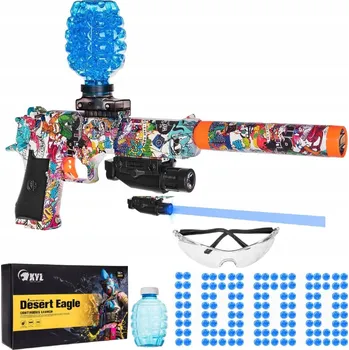 Dětská zbraň AUTOMATICKÁ PISTOLE NA GELOVÉ KULIČKY GLOCK DESERTEAGLE S BAREVNOU GRAFIKOU