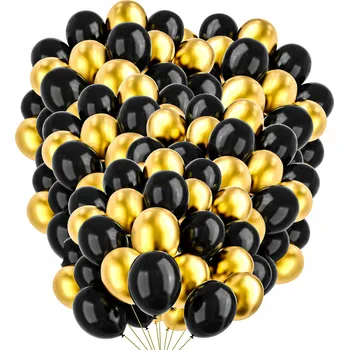 Balónek Klasický balónek Youniorkove zlatý a černý metalický 10 palců 100 ks