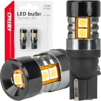 Povinná bezpečnostní výbava LED žárovky CANBUS T10 W5W 9 SMD 3030 Bílé 12V 24V AMIO-04241