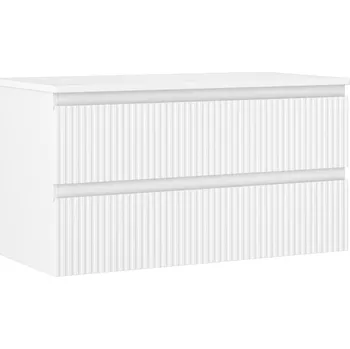 Koupelnový nábytek Mexen Rivel koupelnová skříňka pod umyvadlo 90 cm s deskou, 2 zásuvky, drážkovaná, matná bílá - 91A20-09047-2-BFFC01