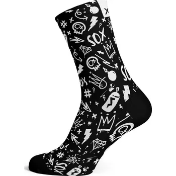 SOX sportovní bezešvé ponožky doodle - black Velikost: L (43-45)
