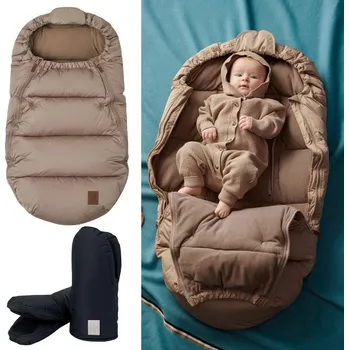 Fusak LEOKID Fusak Olaf a rukavice na kočárek Dune new/Black Coal