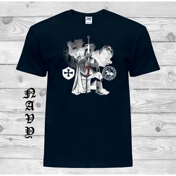 panske-levne-bavlnene-tricko-potisk-rytir-krizak Barva: Navy - tmavě modrá, velikost: 5XL