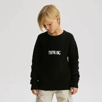 Dětská móda Reserved - Bavlněný svetr s&nbsp;potiskem - černý - 832BE-99X - 832BE-99X-116