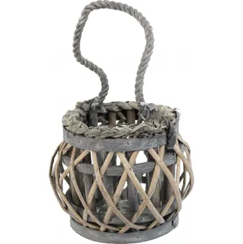 Lucerna Lucerna skleněná s proutím 13cm LAMPION šedá KUTIL Sklad7 7915031.00 (KUTIL Sklad7)