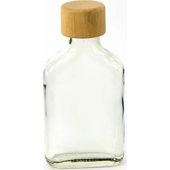 Láhev Láhev sklo 100ml Placka čirá s dřevěným víčkem KUTIL Sklad7 4480129.00 (KUTIL Sklad7)