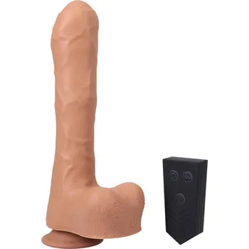 Dildo Doc Johnson Fort Troff Uncut Thruster Black, silikonový přirážecí vibrátor s přísavkou a dálkovým ovládáním 21,6 x 5,1 cm