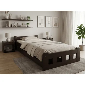 Postel Postel Naomi zvýšená 90x200 cm, ořech Rošt: S laťkovým roštem, Matrace: bez matrace