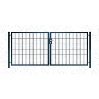 Plot Jeklová brána šíře 3600 mm, výplň vevařený panel 2D, RAL 7016