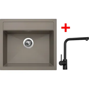 Granitový dřez Sinks SOLO 560 Truffle + ELKA Černá matná