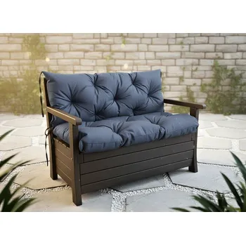 Zahradní nábytek Prošívané sezení ELIAS, polstr na zahradní lavici - sedák s opěrkou, MODRÁ color 04, různé rozměry, Mybesthome Rozměr: 150x60x50 cm