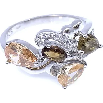 Prsten Jan Kos jewellery Stříbrný prsten s hnědým zirkonem MHT-4324