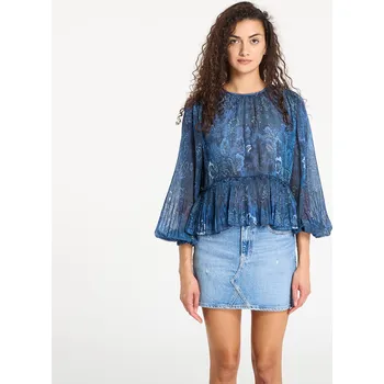 Dámské tričko Tričko Desigual Pleated Long-Sleeved Blouse Azul Oscuro L