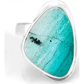 Prsten Velký stříbrný prsten (Ag 925/1000) s tyrkysem v chryzokolu QAA, vel. kamene cca 30 x 21 mm, krásné probarvení, VELIKOST 57/58, RARITA (TCH1053R)
