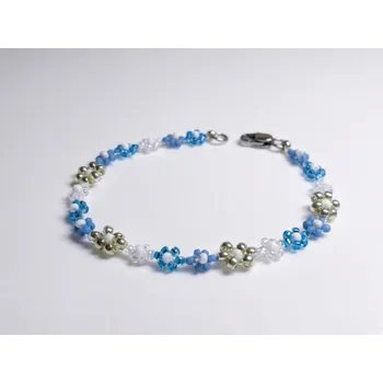 Náramek Bellakvět Náramek - Ledový květ - - Miyuki & Ocel Velikost: L 18 cm