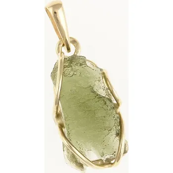 Přívěsek My Moldavite Zlatý přívěsek s přírodním vltavínem 102