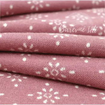 Merino Hvězdičky starorůžová a krém (E) (Hebké merino oboulic )