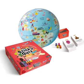 Dřevěná hračka Caly GLOBE GAMES STICK N QUIZ "Road trip" globe 30 cm NEW MODEL