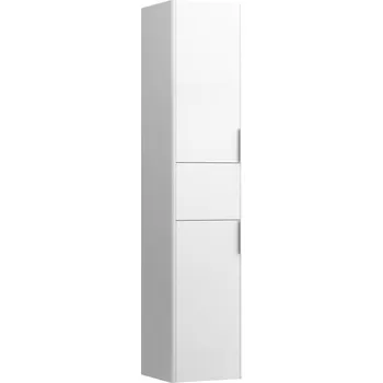 Nábytek LAUFEN BASE Vysoká skříňka, 2 dvířka a zásuvka, závěsy dvířek vlevo (bočnice korpusu s radiusem) 350x335, Bílá lesklá - H4027111102611