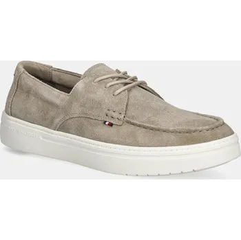 Dámské mokasíny Kožené mokasíny Tommy Hilfiger SUEDE STITCH TOE HYBRID FM0FM05707 béžová 80X, EUR 45