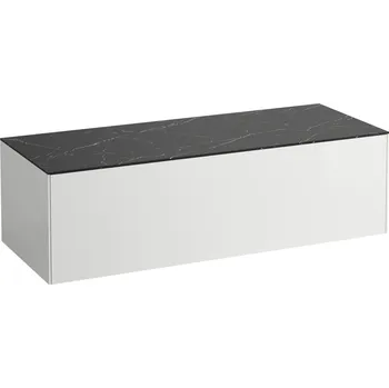 Koupelnový nábytek LAUFEN SONAR Skříňka pod umyvadlo 1200, s 1 zásuvkou, bez výřezu 1175x455, Bílá mat & nero marquina - H4054200341431
