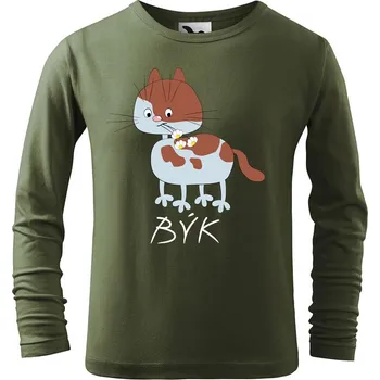 Dětská móda DOBRÝ TRIKO Dětské bavlněné triko Zvěrokruh kočka Lev Velikost: 134/8 let, Barva: Khaki