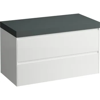 Nábytek LAUFEN LANI Modulární sestava 1000, umyvadlová deska 65 mm (.266 šedá traffic), bez výřezu, se 2 zásuvkami 985x495, Bílá lesklá - H4055601122611