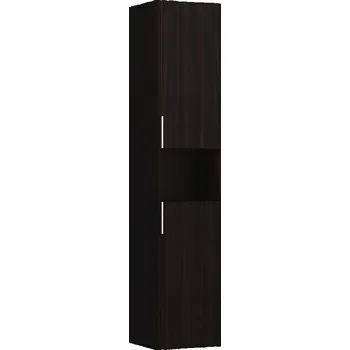 Koupelnový nábytek LAUFEN BASE Vysoká skříňka, 2 dvířka a otevřená police, závěsy dvířek vpravo (bočnice korpusu s radiusem) 350x335, Tmavěhnědý jilm - H4026921102631